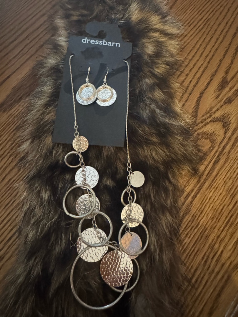 dressbarn Gold-Tone Textured Disc Necklace & Earring Set - Gold